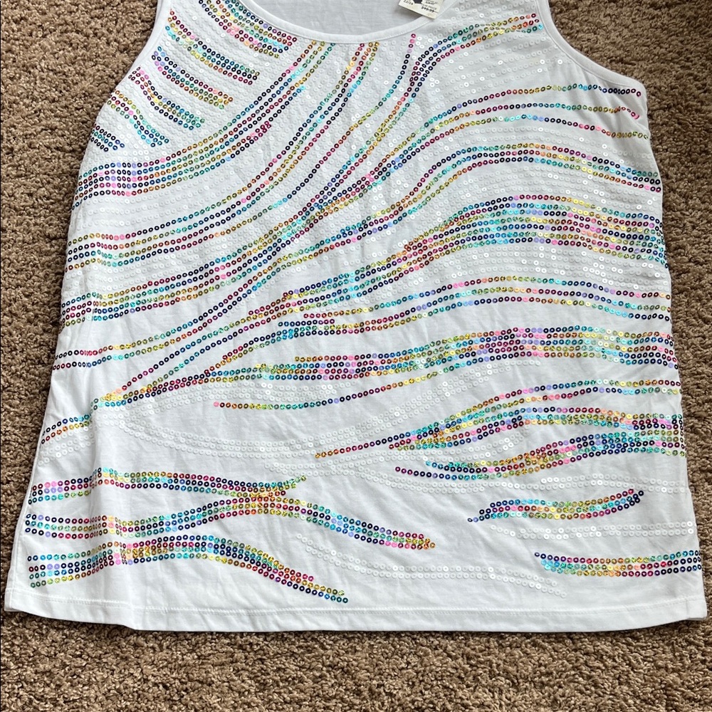Cato White Sequin Embellished Tank Top - Picture 4 of 6